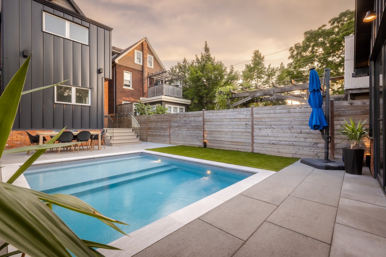 Backyard pool with patio