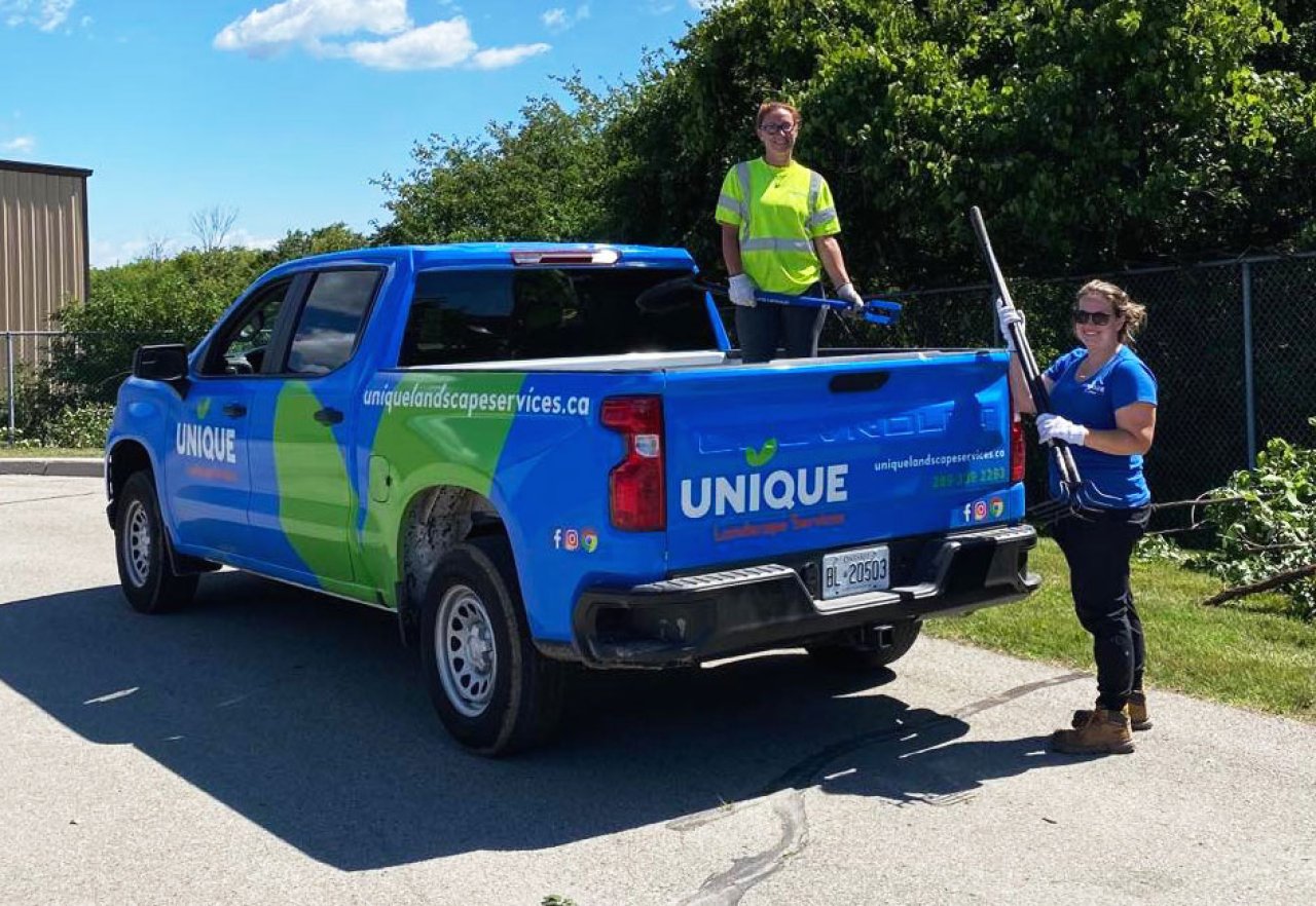 Unique Landscape truck with two ladies